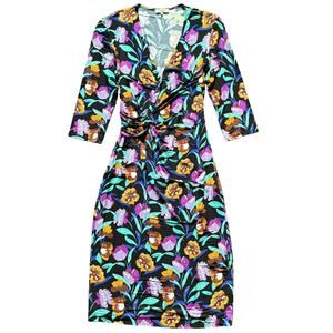 Etro Milano Floral Jersey Faux Wrap Sheath Dress Italy Sz 42
